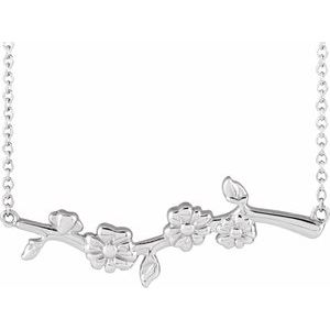 Sterling Silver Floral-Inspired Bar 16" Necklace