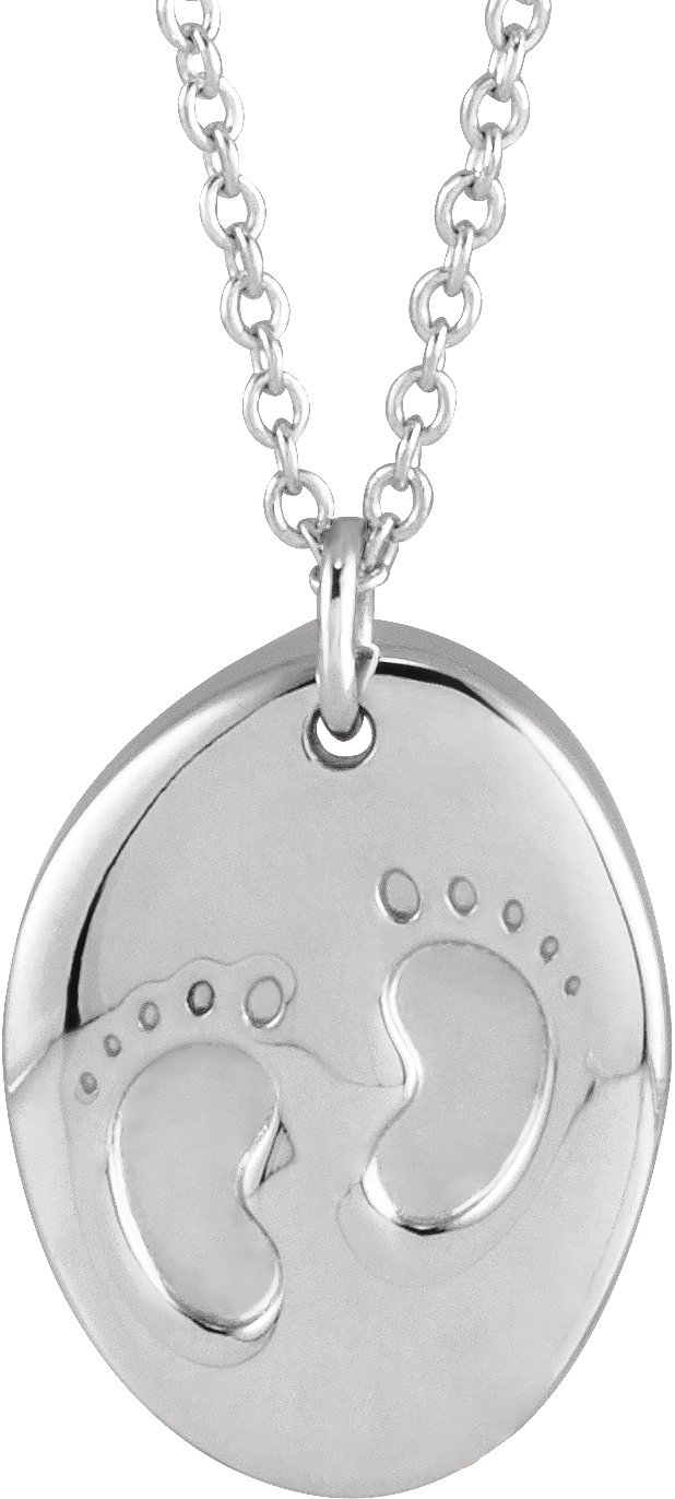 Sterling Silver Engravable Tiny Footprint 18" Necklace