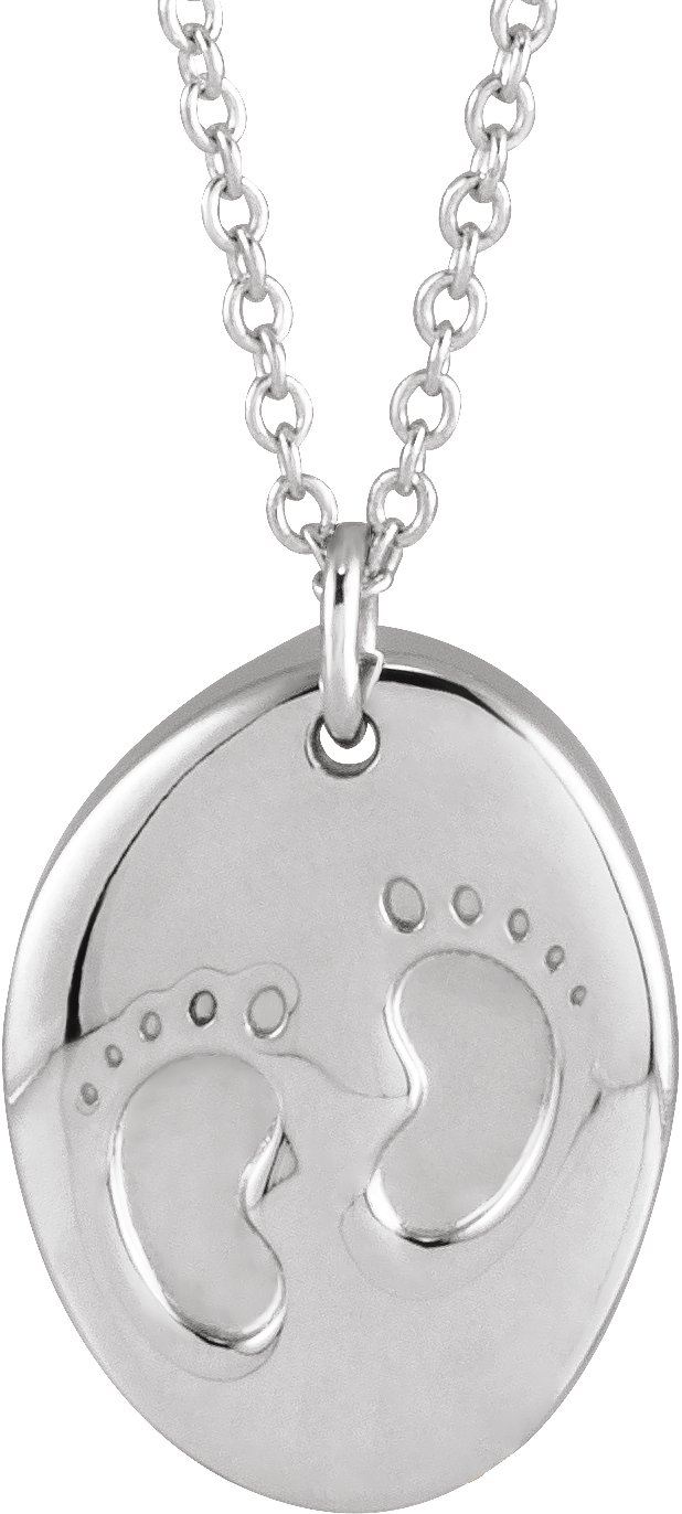 Platinum Engravable Tiny Footprint 18 inch Necklace Ref 19679938