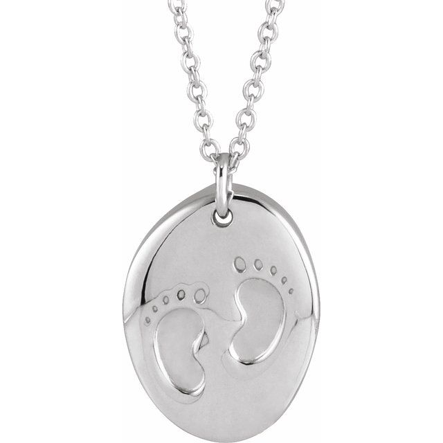 Sterling Silver Engravable Tiny Footprint 18" Necklace