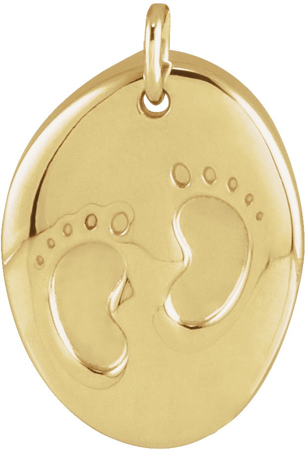 14K Yellow Engravable Tiny Footprint Pendant Ref 19671027