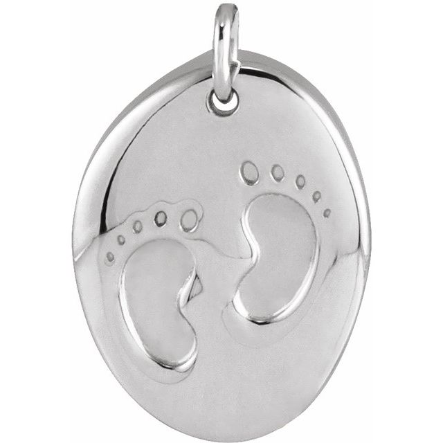 Sterling Silver Engravable Tiny Footprint Pendant