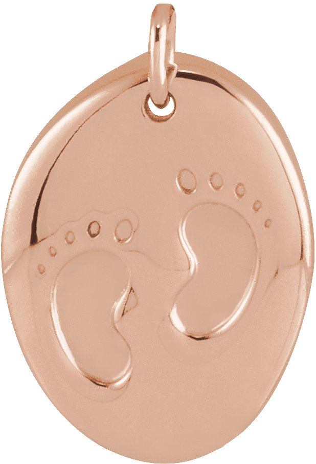 14K Rose Engravable Tiny Footprint Pendant Ref 19671028