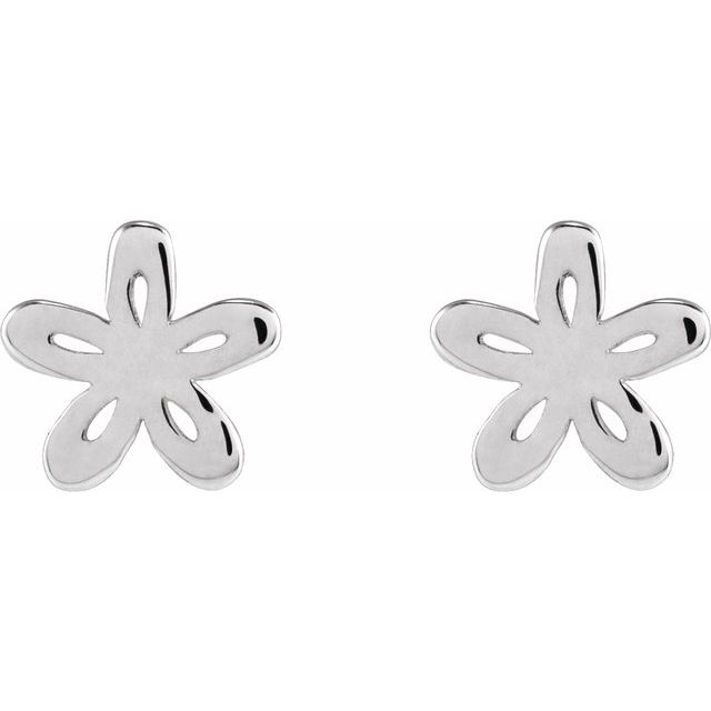 Sterling Silver 6.2x6 mm Floral-Inspired Earrings