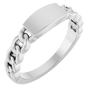 18K White Engravable Chain Link Ring