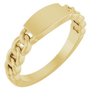 18K Yellow Engravable Chain Link Ring