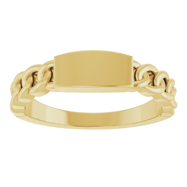 14K Yellow Engravable Chain Link Ring 
