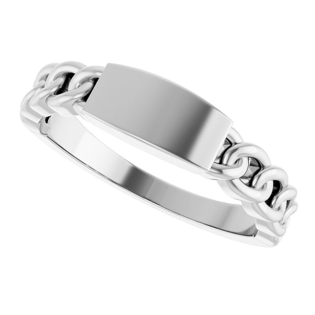 Sterling Silver Engravable Chain Link Ring 