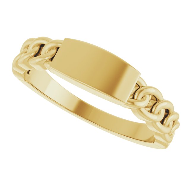 14K Yellow Engravable Chain Link Ring 
