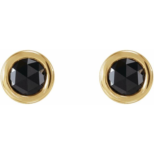 14K Yellow 1/5 CTW Rose-Cut Natural Black Diamond Bezel-Set Earrings