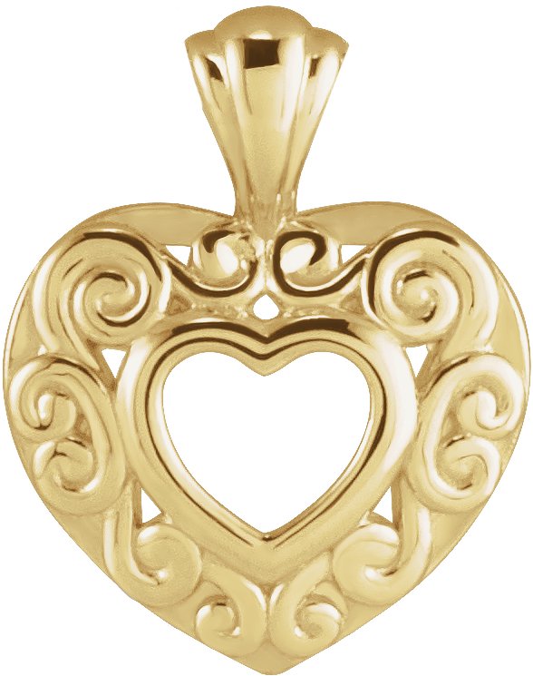 14K Yellow 12.9x10.1 mm Heart Pendant