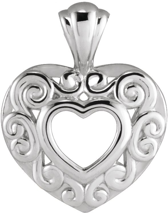 Sterling Silver 12.9x10.1 mm Heart Pendant