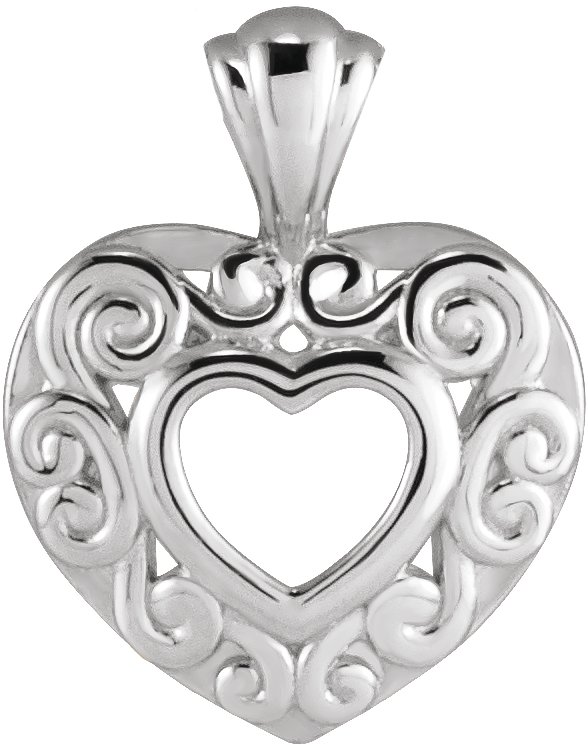  Sterling Silver Vertical Filigree Scroll Bar Pendant