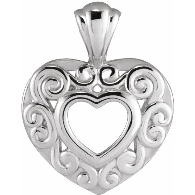 Sterling Silver 12.9x10.1 mm Heart Pendant