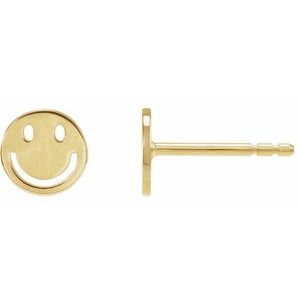 14K Yellow 4 mm Smiley Face Earring