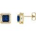 14K Yellow 5x5 mm Lab-Grown Blue Sapphire 1/6 CTW Natural Diamond Halo-Style Earrings