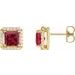 14K Yellow Lab-Grown Ruby & .08 CTW Natural Diamond Halo-Style Earrings