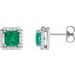 Sterling Silver 5x5 mm Lab-Grown Emerald 1/6 CTW Natural Diamond Halo-Style Earrings