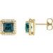 14K Yellow Lab-Grown Alexandrite & .08 CTW Natural Diamond Halo-Style Earrings