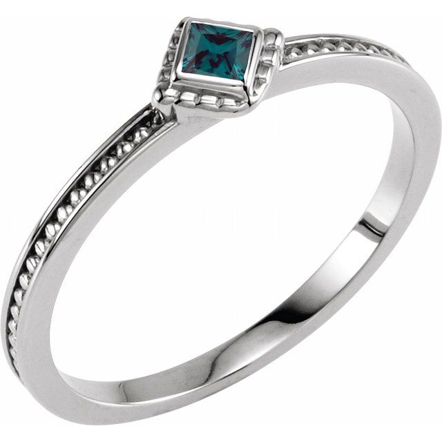Sterling Silver Lab-Grown Emerald Family Stackable Ring