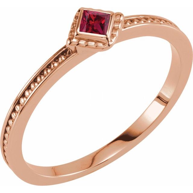 14K Rose Lab-Grown Ruby Family Stackable Ring