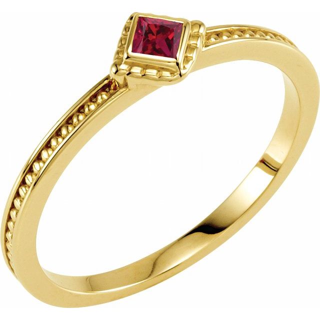 14K Yellow Lab-Grown Ruby Family Stackable Ring