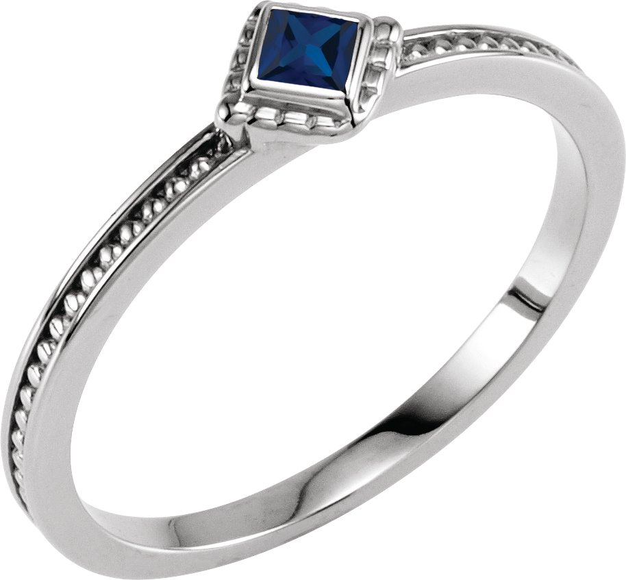 Sterling Silver Natural Blue Sapphire Family Stackable Ring