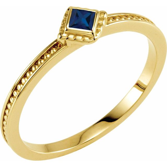 14K Yellow Natural Blue Sapphire Family Stackable Ring