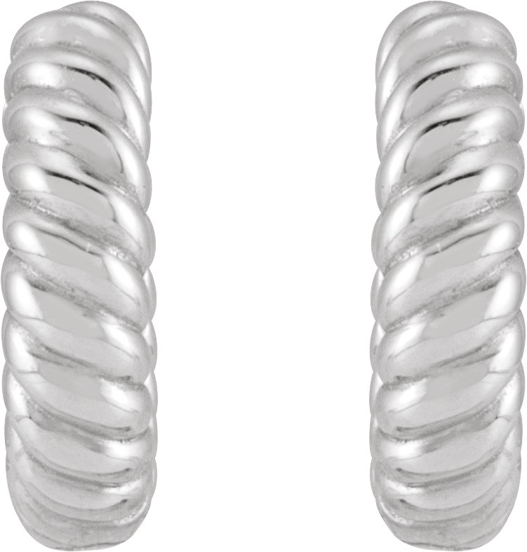 Platinum 10.5mm Rope Huggie Hoop Earrings Ref 19608945