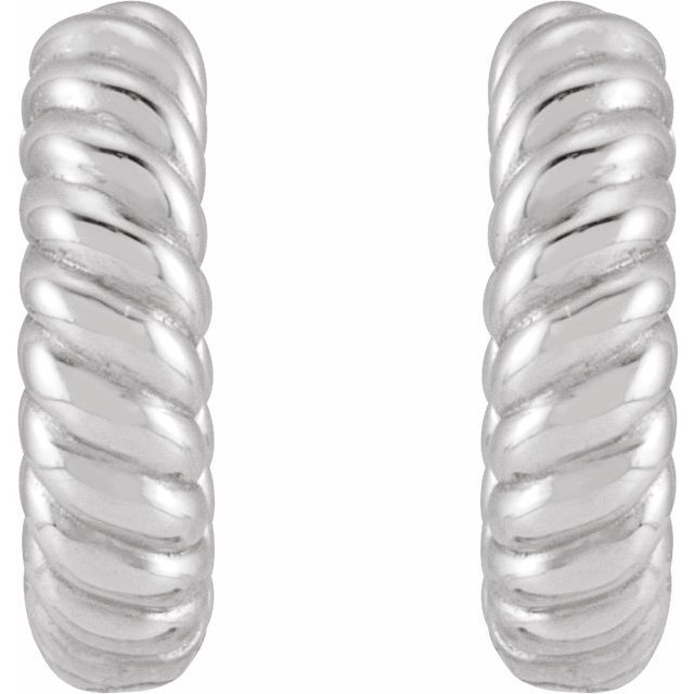 Sterling Silver 10.5mm Rope Huggie Hoop Earrings