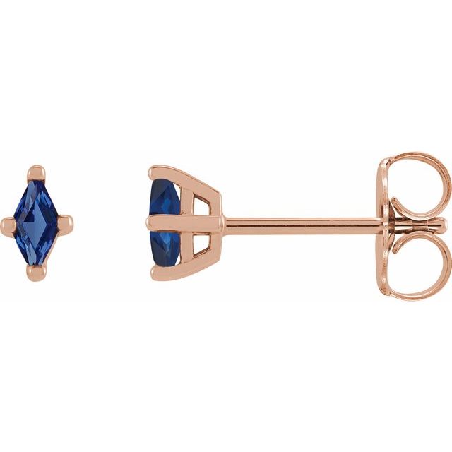 14K Rose 4x2 mm Lab-Grown Blue Sapphire Earrings