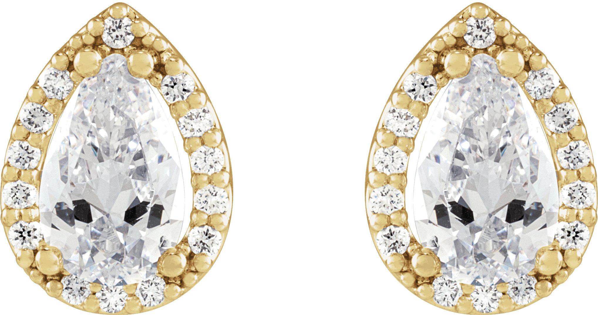Alternative view of Pear 4-Prong Halo-Style Low Stud Earring