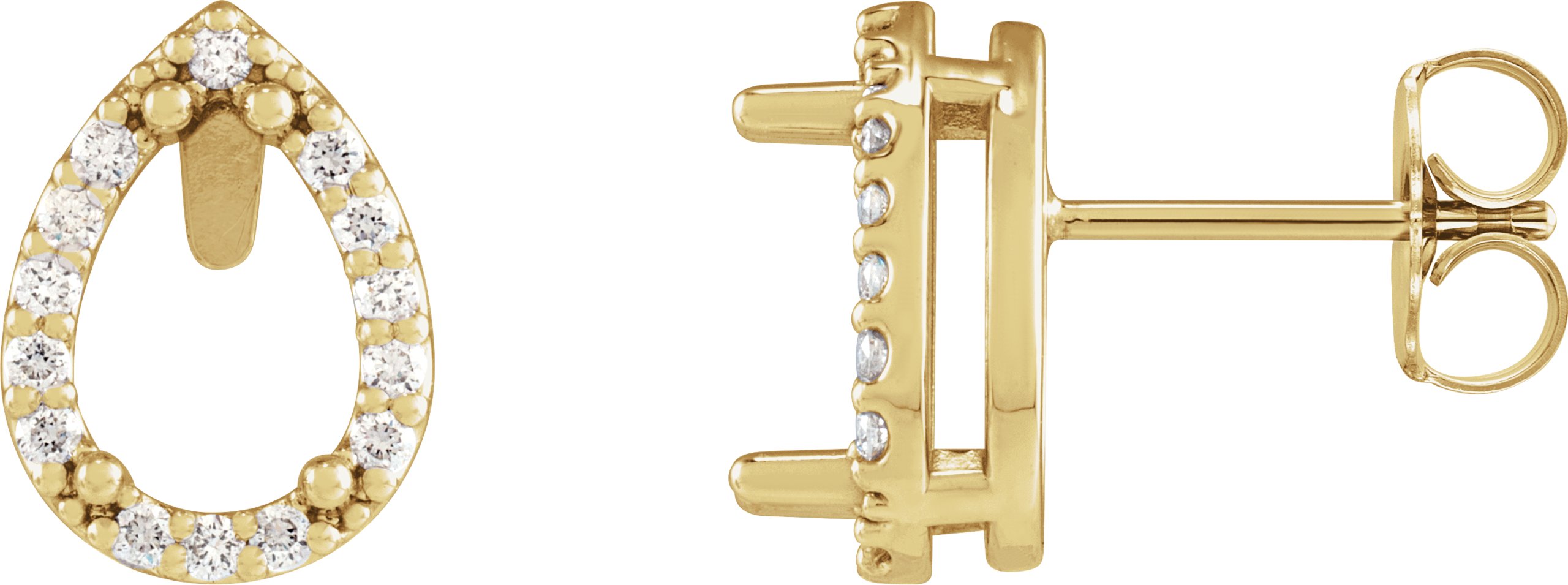 Pear 4-Prong Halo-Style Low Stud Earring