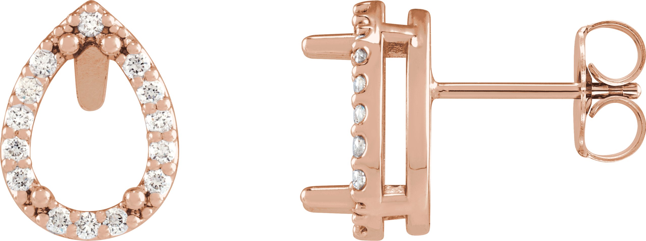 Pear 4-Prong Halo-Style Low Stud Earring