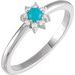 Sterling Silver Natural Turquoise & .07 CTW Natural Diamond Halo-Style Ring 