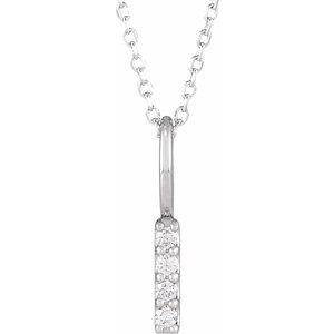 14K White .07 CTW Natural Diamond Vertical Bar 16-18" Necklace