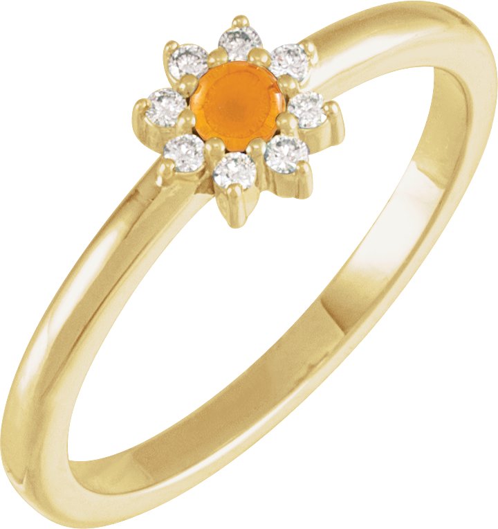 14K Yellow Natural Citrine and .07 CTW Natural Diamond Halo Style Ring Ref 19625814