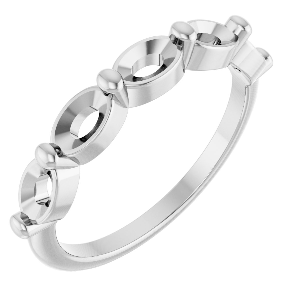 14K White 5x3 mm Oval 5-Stone Family Ring Mounting
