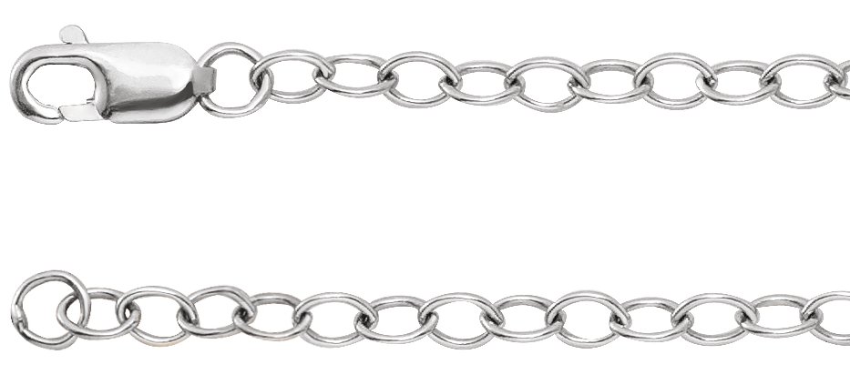 Sterling Silver 2.5 mm Cable 18" Chain