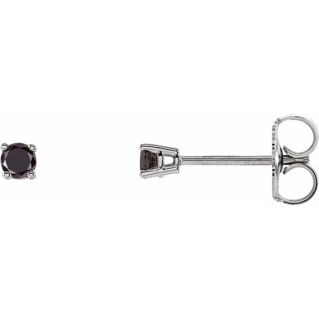 14K White 1/5 CTW Natural Black Diamond Stud Earring with Friction Post