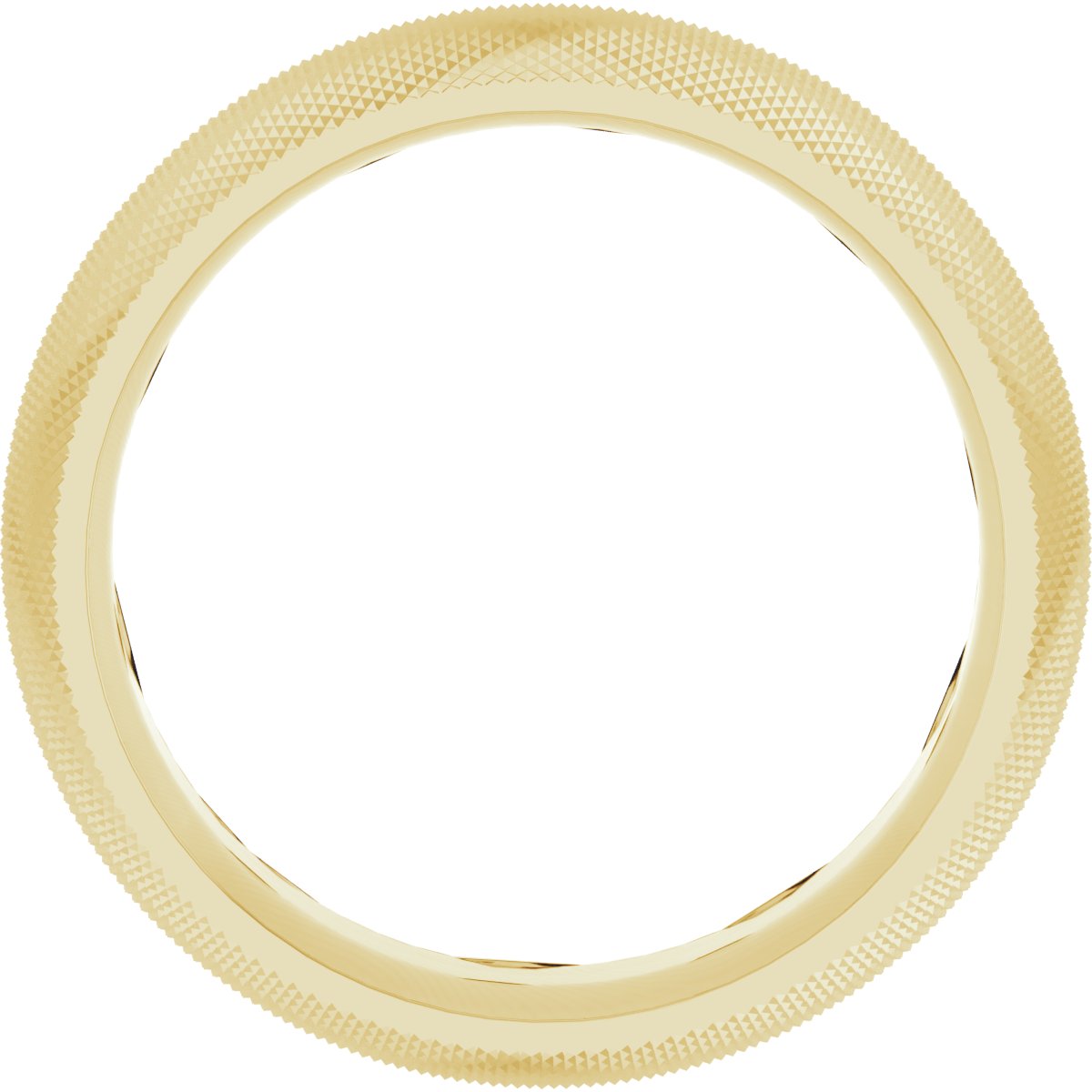 Alternative view of Half Round Knurl Design Band – 14K Yellow Gold