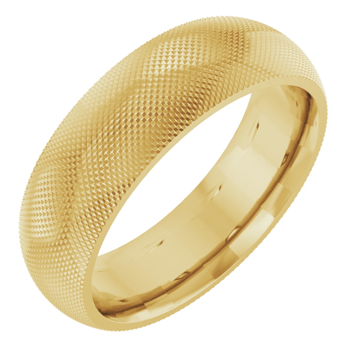 Half Round Knurl Design Band – 14K Yellow Gold