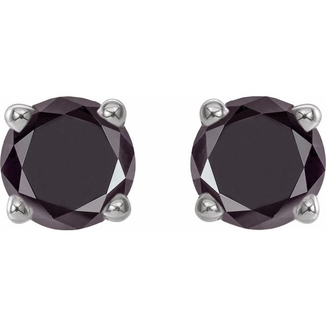 14K White 1/2 CTW Natural Black Diamond Stud Earrings