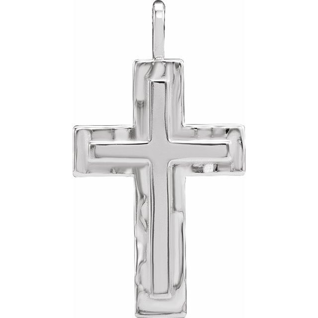 Sterling Silver 24.47x13.4 mm Textured Cross Pendant