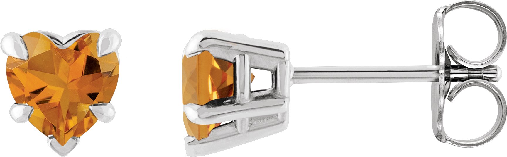 14K White Natural Citrine Stud Earring Ref 19750329