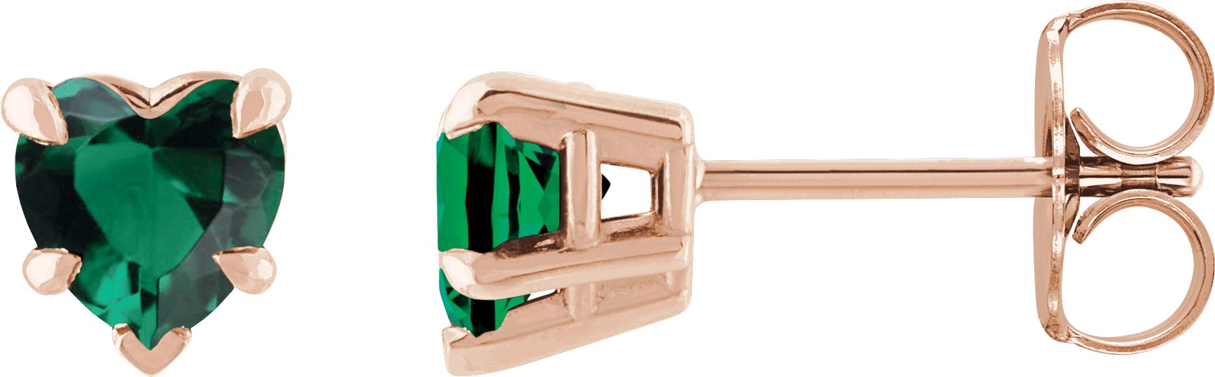 14K Rose Lab Grown Emerald Stud Earring Ref 19750334