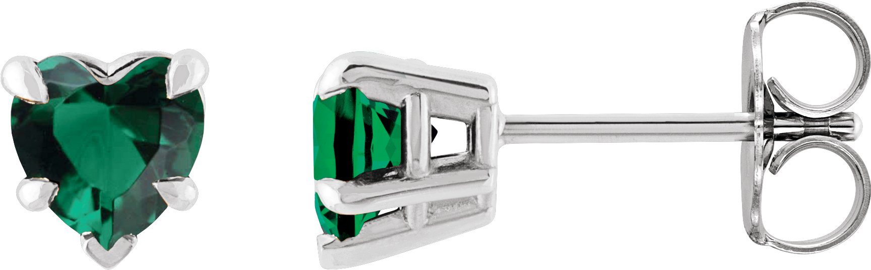 Sterling Silver Lab Grown Emerald Stud Earring Ref 19750332