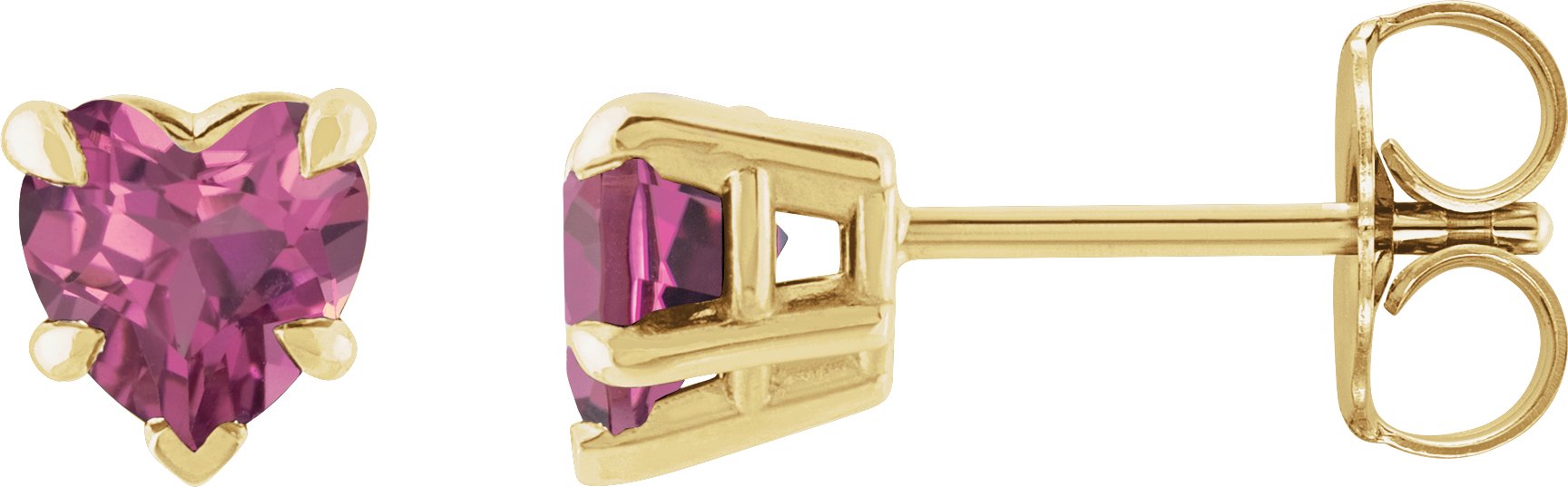 14K Yellow Natural Pink Tourmaline Stud Earring