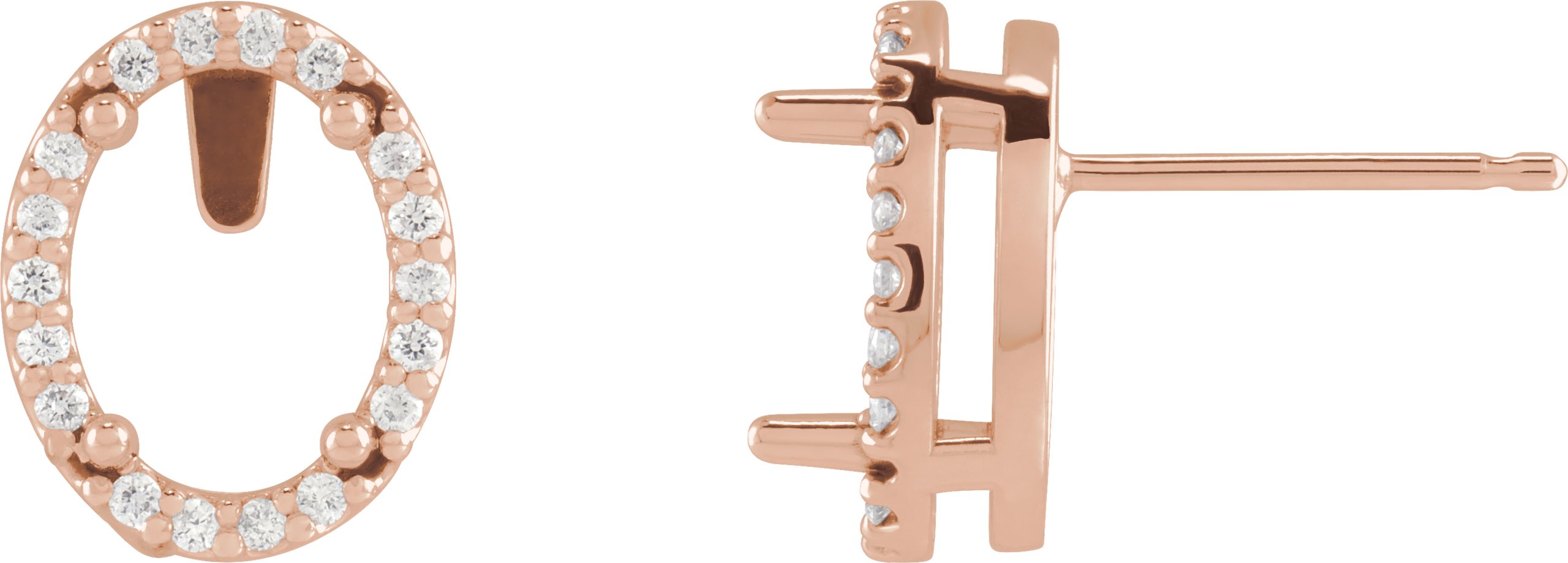 Oval 4-Prong Halo-Style Low Stud Earring