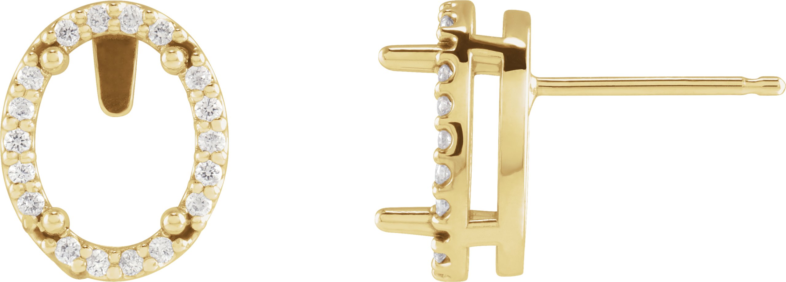 Oval 4-Prong Halo-Style Low Stud Earring